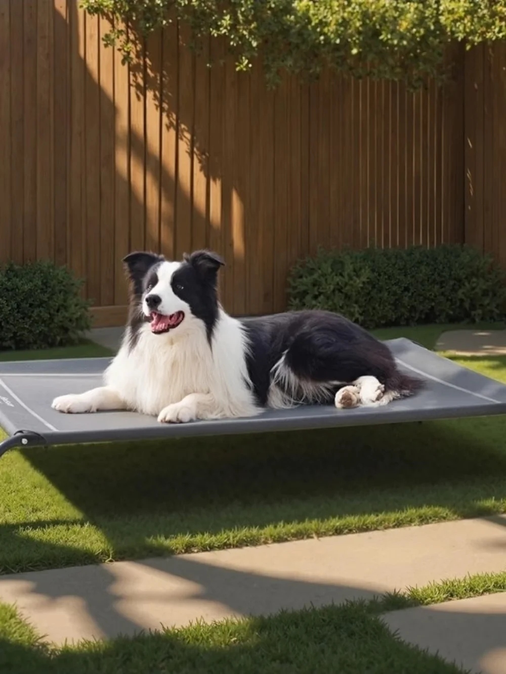 Raised Gray Dog Cot Bed - Comfortable Outdoor Pet Lounger